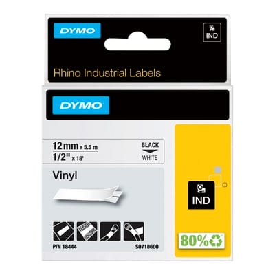 Rhino Permanent Vinyl 12mm Black/White