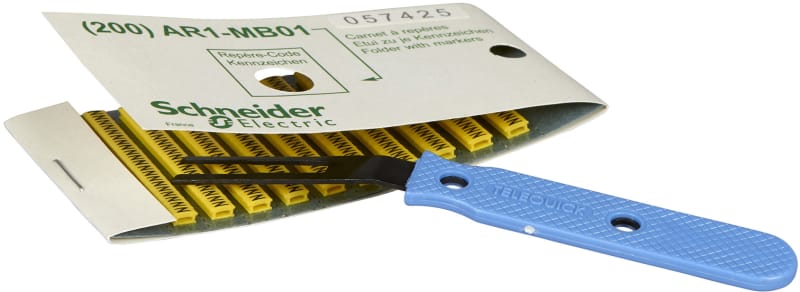 Schneider Electric Marker, Linergy TR cable ends, yellow, clipin type, character 0 to 9, Numeric, set of 200 AR1MA01