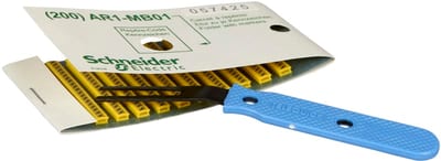 Schneider Electric Marker, Linergy TR cable ends, yellow, clipin type, character 0 to 9, Numeric, set of 200 AR1MA01