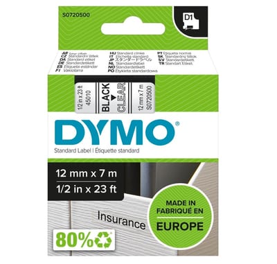 DYMO TAPE 12mm Black ON KL