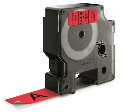 DYMO TAPE 19mm Black ON RED