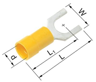 Elpress A4665G Insulated Flanged Fork (Spade) Terminal 4–6 mm² M6 (Yellow) 7278-272303