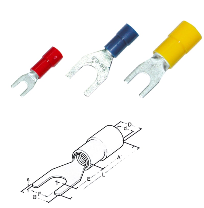 Vix Tools 260316 Insulated Flanged Fork (Spade) Terminal 1.5–2.5 mm² M5