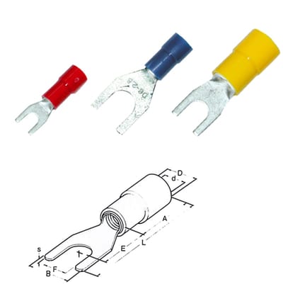 Vix Tools 260316 Insulated Flanged Fork (Spade) Terminal 1.5–2.5 mm² M5