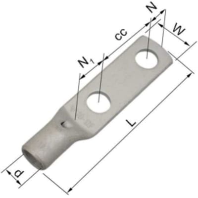 Elpress KRF95-12X2-40 Copper Two-Hole Tube Cable Lug 95 mm² M12
