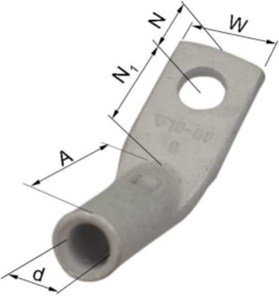 Elpress KRF16-6-45GR Copper 45° Angled Tube Cable Lug 16 mm² M6