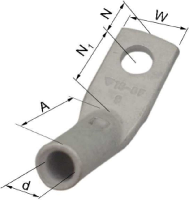Elpress KRF50-8-45GR Copper 45° Angled Tube Cable Lug 50 mm² M8