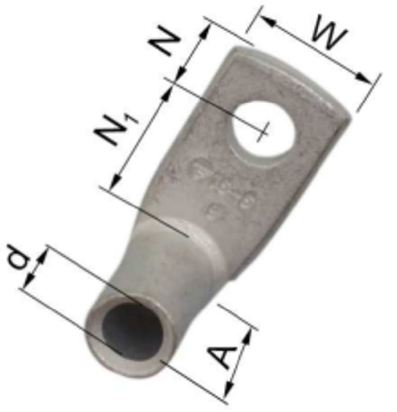 Elpress KR10-6-90GR Copper 90° Angled Tube Cable Lug 10 mm² M6