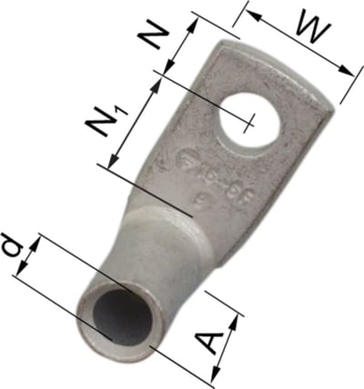 Elpress KRF95-10-90GR Copper 90° Angled Tube Cable Lug 95 mm² M10