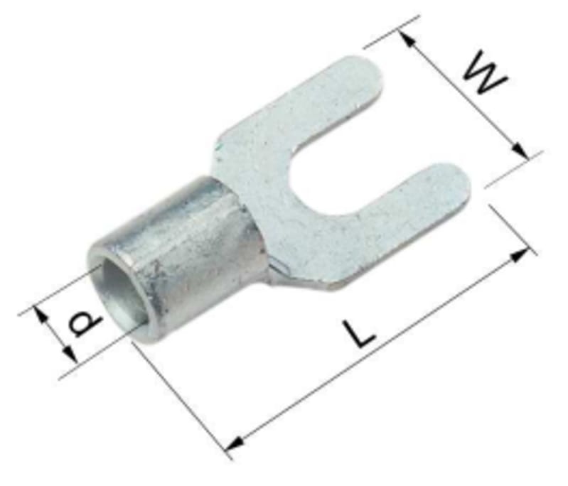 Elpress B1543G Uninsulated Flanged Fork (Spade) Terminal 0.75–1.5 mm² M4