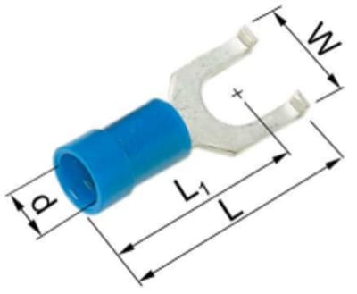 Elpress A2553GB Insulated Angled Fork (Spade) Terminal 1.5–2.5 mm² M5 (Blue)