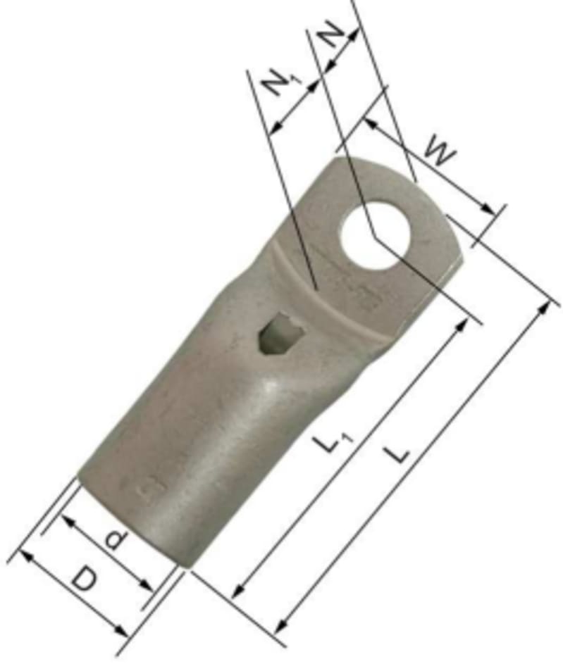 Elpress KRFN185-12 Copper Tube Cable Lug (Narrow Palm) 185 mm² M12