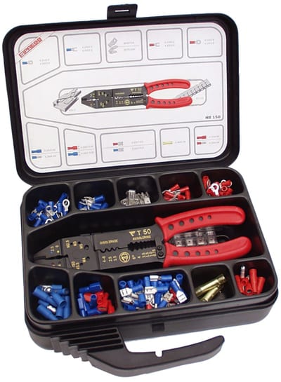 Elpress Sortimentskasse with 150 pcs, insulating end cable lug and couplingrfra 0,5-6,0mm² with pressetang