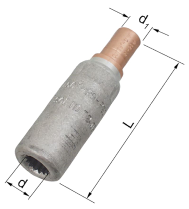 Elpress AKS95-50 Aluminium-Copper Bimetallic Through Connector 95 mm² Al / 50 mm² Cu
