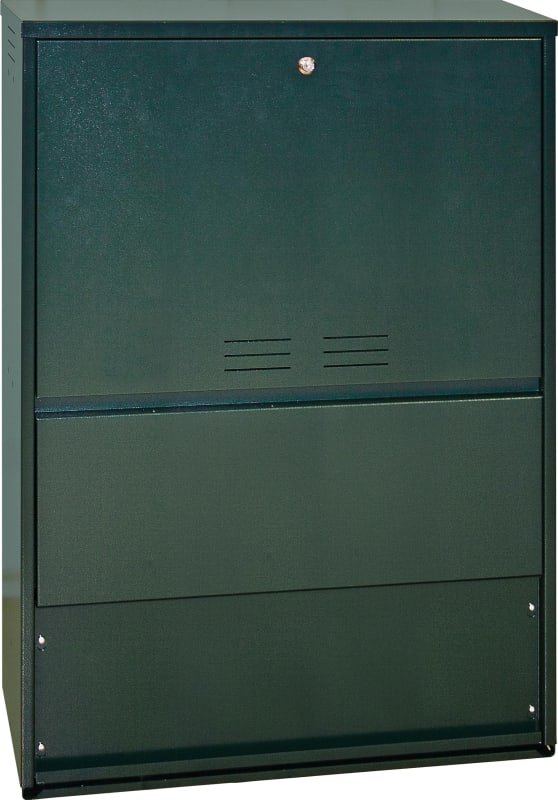 Stansefabrikken KTV800 Outdoor Cable Cabinet, Green, C101 Lock with Triple Lock Holes and Chipboard Backing