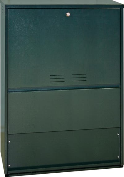Stansefabrikken KTV800 Outdoor Cable Cabinet, Green, C101 Lock with Triple Lock Holes and Chipboard Backing