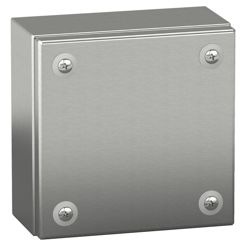 Schneider Electric Stainless steel wall mounted industrial box, PanelSeT SBX, 150X150X80 mm, IP66 NSYSBX15158