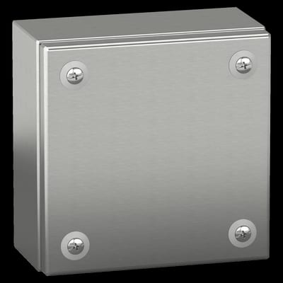 Schneider Electric Stainless steel wall mounted industrial box, PanelSeT SBX, 150X150X80 mm, IP66 NSYSBX15158