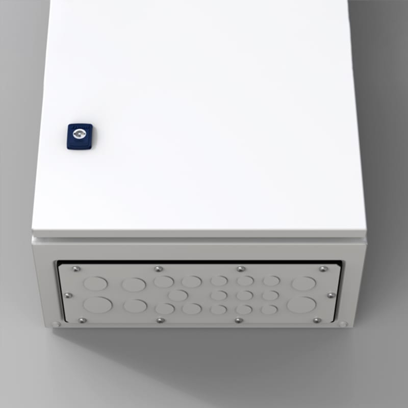 nVent HOFFMAN AFK32R5 Gland plate with knockouts, 442X128X3MM, Light Gray, Mild Steel, M16,20