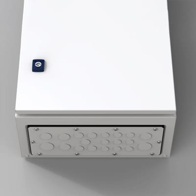 nVent HOFFMAN AFK32R5 Gland plate with knockouts, 442X128X3MM, Light Gray, Mild Steel, M16,20