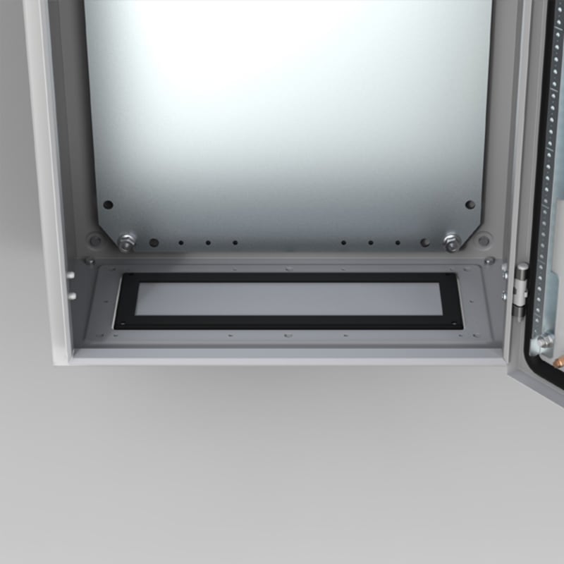 nVent HOFFMAN AFV01R5 Ventilated gland plate with Filter, AFV, 128X242X12MM, Light Gray, Mild Steel