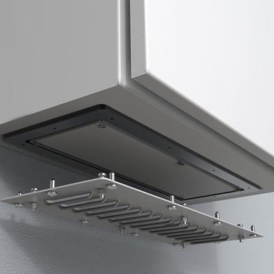 nVent HOFFMAN AFV02R5 Ventilated gland plate with Filter, AFV, 128X342X12MM, Light Gray, Mild Steel