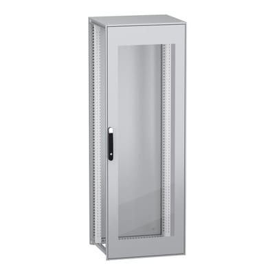 Schneider Electric Floor standing modular electrical enclosure, PrismaSeT HD, decarbonized steel, glazed door, 2000X700X600MM, IP55 NSYSFPN20760TG