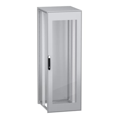 Schneider Electric Floor standing modular electrical enclosure, PrismaSeT HD, decarbonized steel, glazed door, 2000X700X800MM, IP55 NSYSFPN20780TG