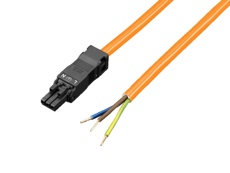 Rittal SZ LED Connection Cable, Power Supply Infeed, 3-Pole, 100-240 V, 3 m, UL (2500500)