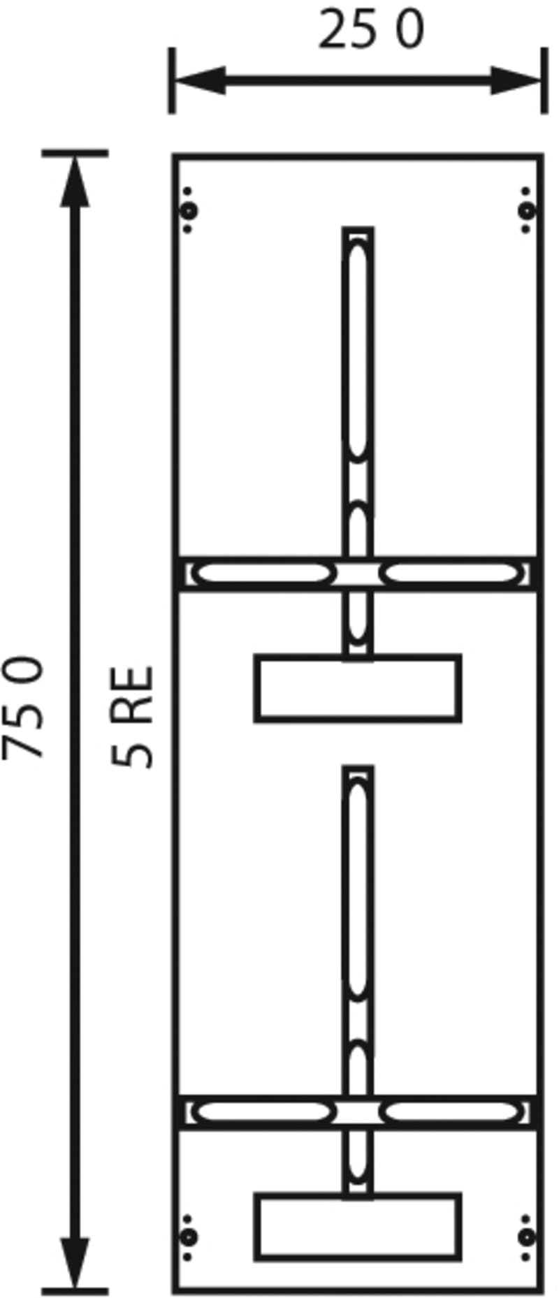 ABB 2CPX073178R9999 Meter plate with three-point fixing, reworked version, double-tier, 1PW, 5GU, height: 750 mm, width: 250 mm