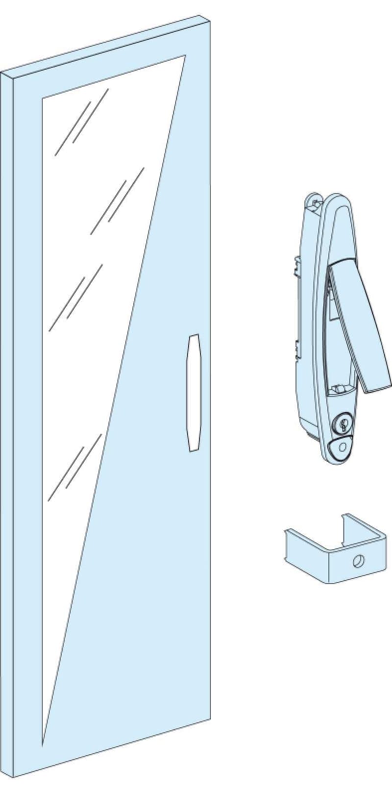 Schneider Electric Door, PrismaSeT P, Floor-standing, transparent, reversible opening, 36M, W400, 3 locks, IP55, white, RAL 9003 LVS08544