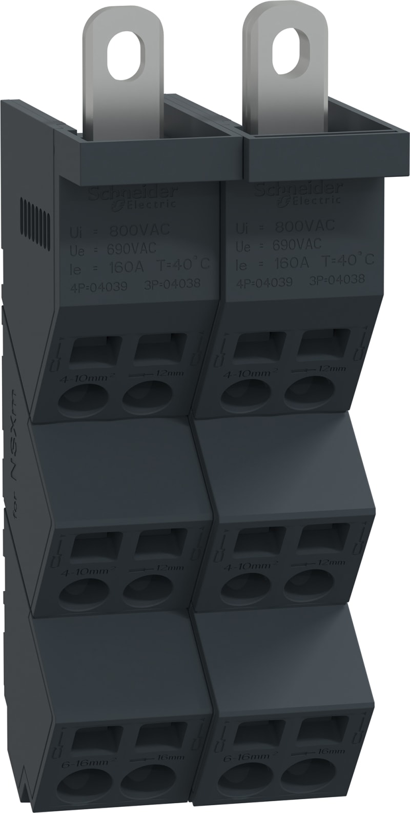 Schneider Electric LINERGY DP DISTRIBUTION BLOCK, 3P, 160 A, 18 OUTGOING TERMINALS, DIRECT CONNECTION TO NSXm LVS04038