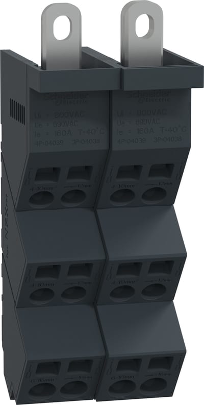 Schneider Electric LINERGY DP DISTRIBUTION BLOCK, 3P, 160 A, 18 OUTGOING TERMINALS, DIRECT CONNECTION TO NSXm LVS04038