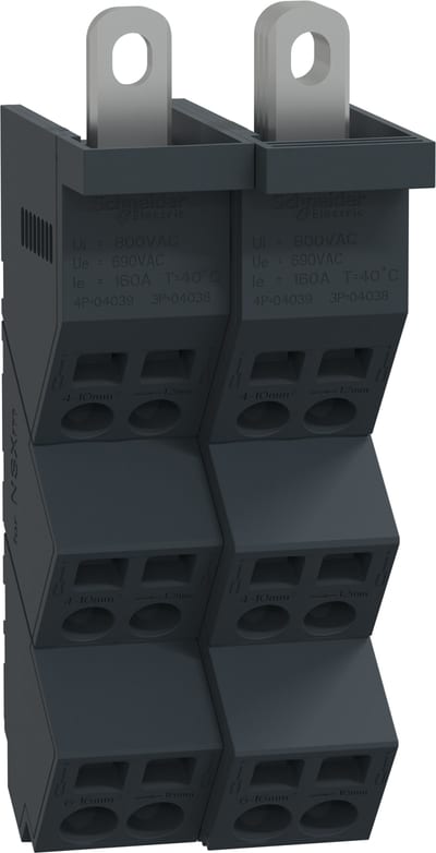 Schneider Electric LINERGY DP DISTRIBUTION BLOCK, 4P, 160 A, 24 OUTGOING TERMINALS, DIRECT CONNECTION TO NSXm LVS04039