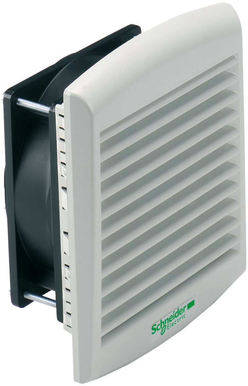 Schneider Electric ClimaSys forced vent. IP54, 85M3/h, 24V DC, with outlet grille and filter G2 NSYCVF85M24DPF
