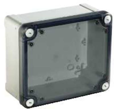 Schneider Electric PC box IP66 IK08 RAL7035 INT.H125W80D65 EXT.H138W93D72 Transparent cover H20 NSYTBP1397T