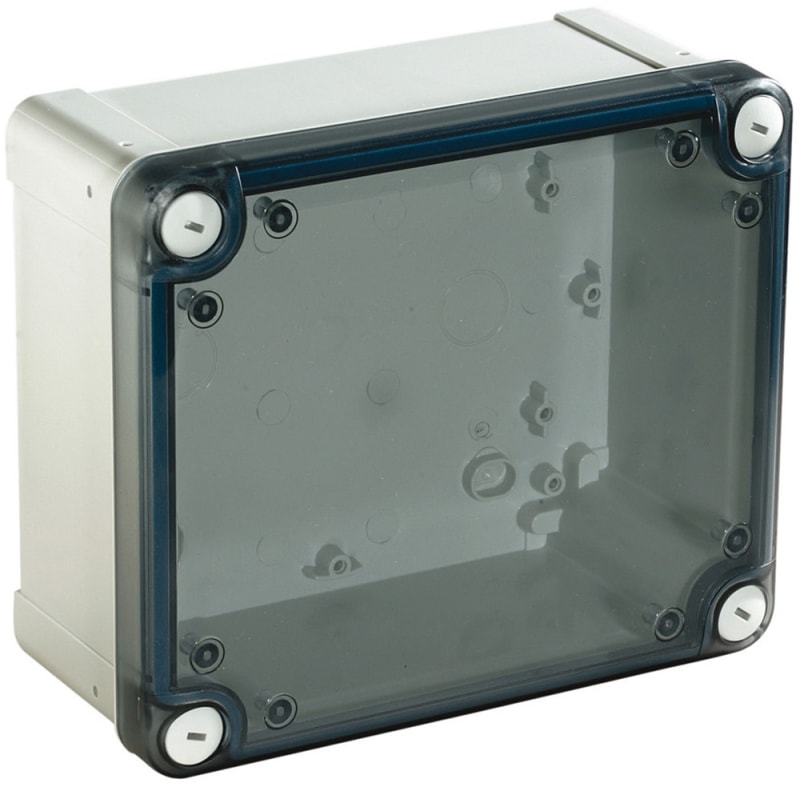 Schneider Electric ABS box IP66 IK07 RAL7035 INT.H150W105D80 EXT.H164W121D87 Transparent cover H20 NSYTBS16128T