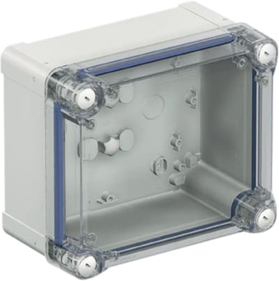 Schneider Electric ABS industrial box, PanelSeT TBS, 241X128X291MM, int. 225X120X275MM, high transparent cover, IP66, IK07, RAL 7035 NSYTBS292412HT