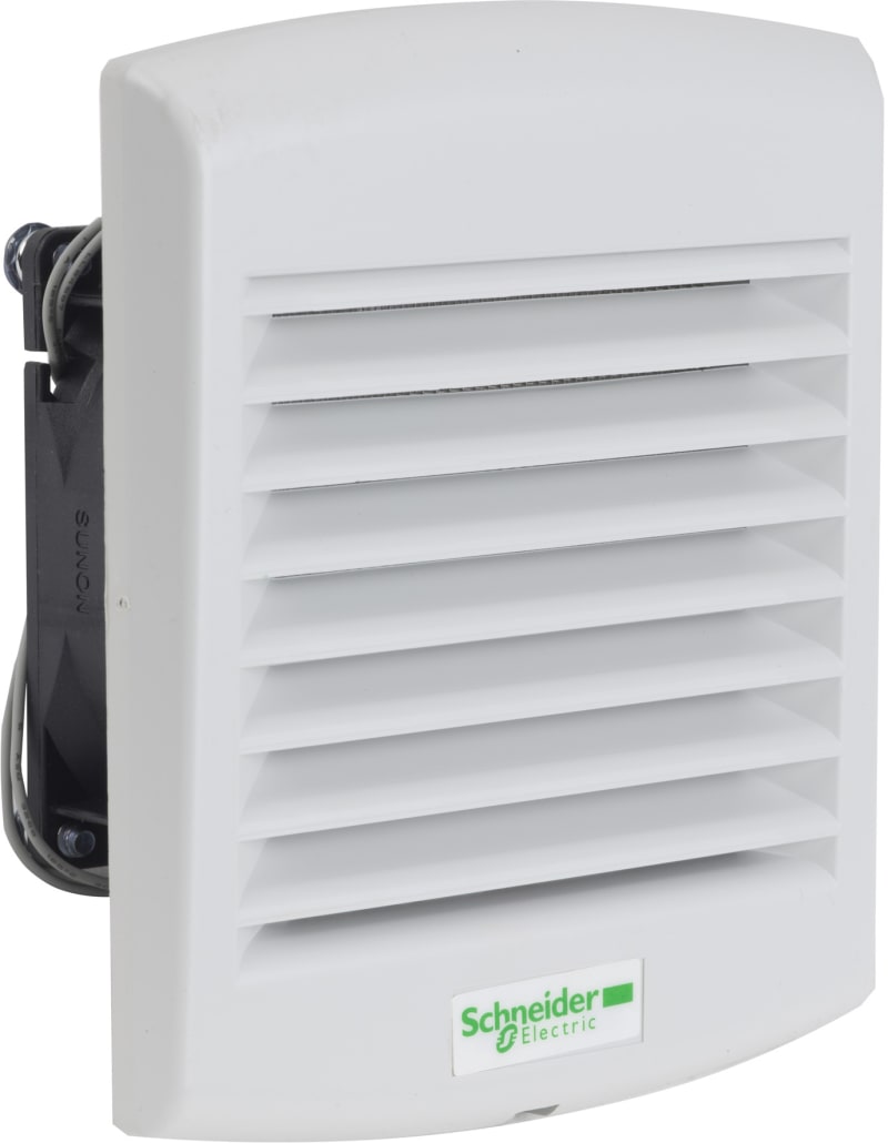 Schneider Electric ClimaSys forced vent. IP54, 38M3/h, 115V, with outlet grille and filter G2 NSYCVF38M115PF