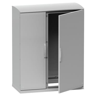 Schneider Electric Floor standing encl.polyester vers.PLAZT w/open plinth+canopy 1250X1250X420 IP44 NSYPLAZT12124G