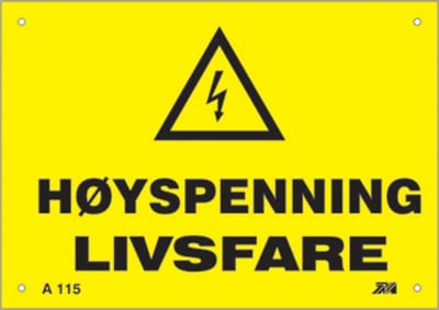 Melbye Yellow High-Voltage Danger Sign A 110 210x148 mm