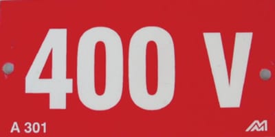 Sign RED White T 400V A 301