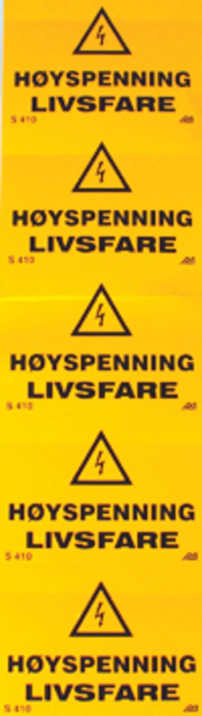 Melbye S410 Self-Adhesive High-Voltage Warning Sign 85 x 60 mm Yellow