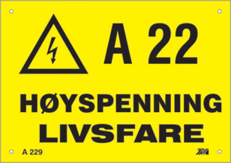 Melbye Aluminium High Voltage Danger Sign with Number Field 210x148x2 mm (A229)
