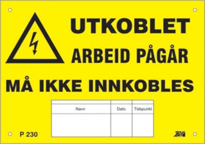 Melbye PVC Warning Sign 210 x 148 x 1.5 mm w/ Notepad Cover (P230)