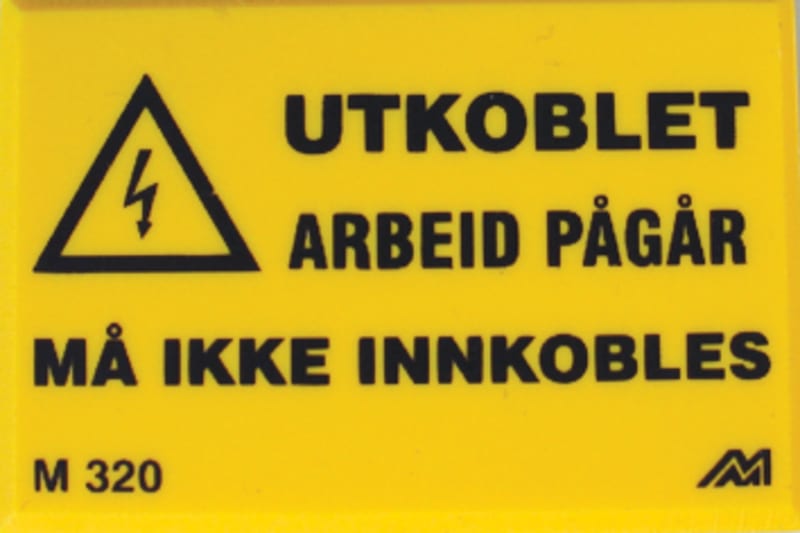 Melbye M230 PVC Warning Sign "Utkoblet - Arb. Pågår" 45 x 30 mm, Magnetic