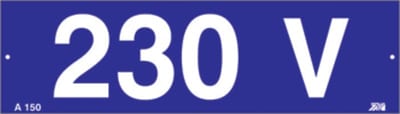 Sign BLUE White T 230V A 150