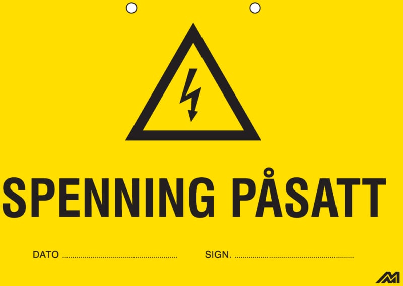 Melbye Cardboard Voltage Applied Warning Sign 210 x 148 mm