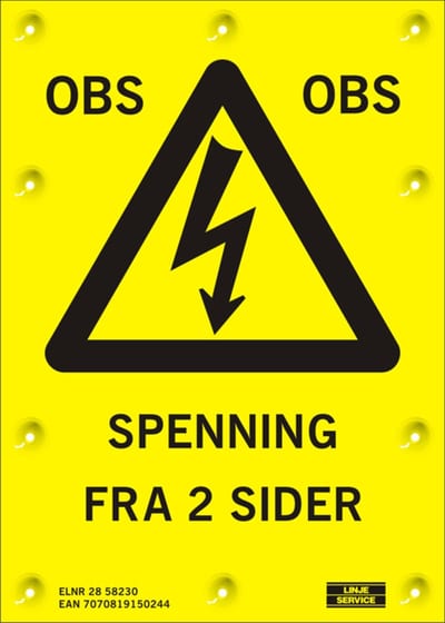 Warning Sign HN11 - Voltage from to sides