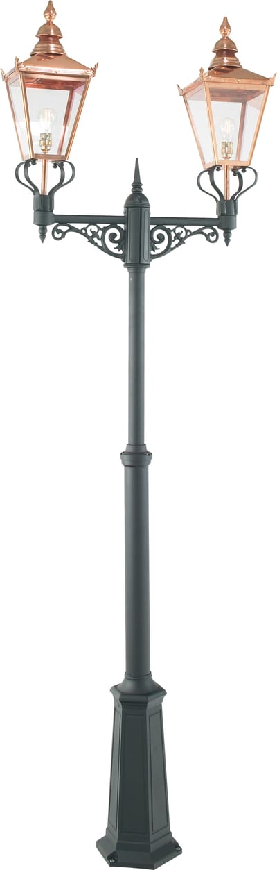 Norlys Chelsea 953CO Twin-Head Copper Lantern Post, 2×100 W, E27, IP44